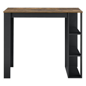 Tavolo Alto da Bar Danderyd Bancone a 3 Ripiani Laterali 120 x 60 x 106 cm - Nero / Effetto Rovere Scuro [en.casa]