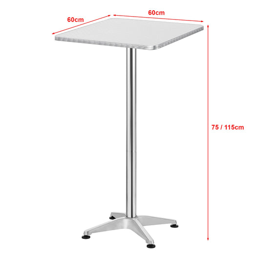 Tavolo bistrò quadrato con altezza regolabile 75 cm / 115 cm 03_0008556