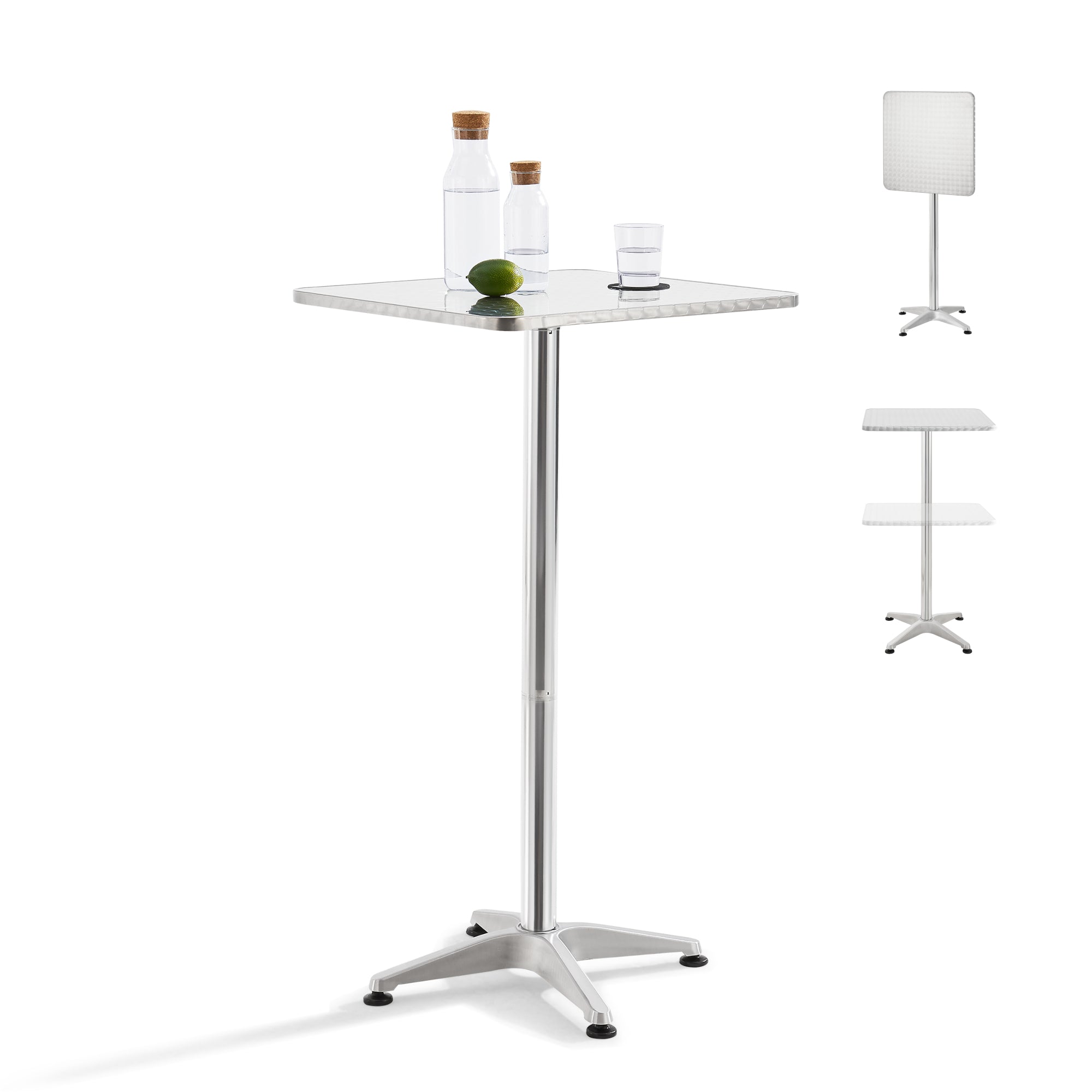 Tavolo Alto da Bar Järpen con Piano Ribaltabile e Altezza Regolabile 75/115 cm - Colore Argento [en.casa]