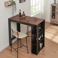 Tavolo Alto da Bar Danderyd Bancone a 3 Ripiani Laterali 120 x 60 x 106 cm - Nero / Effetto Noce [en.casa]