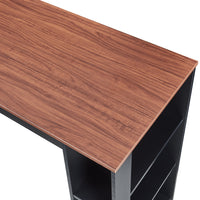 Tavolo Alto da Bar Danderyd Bancone a 3 Ripiani Laterali 120 x 60 x 106 cm - Nero / Effetto Noce [en.casa]