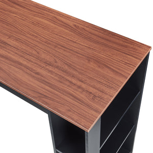 Tavolo Alto da Bar Danderyd Bancone a 3 Ripiani Laterali 120 x 60 x 106 cm - Nero / Effetto Noce [en.casa]