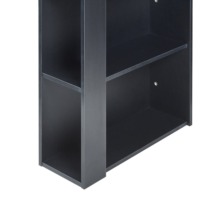 Tavolo Alto da Bar Danderyd Bancone a 3 Ripiani Laterali 120 x 60 x 106 cm - Nero / Effetto Noce [en.casa]