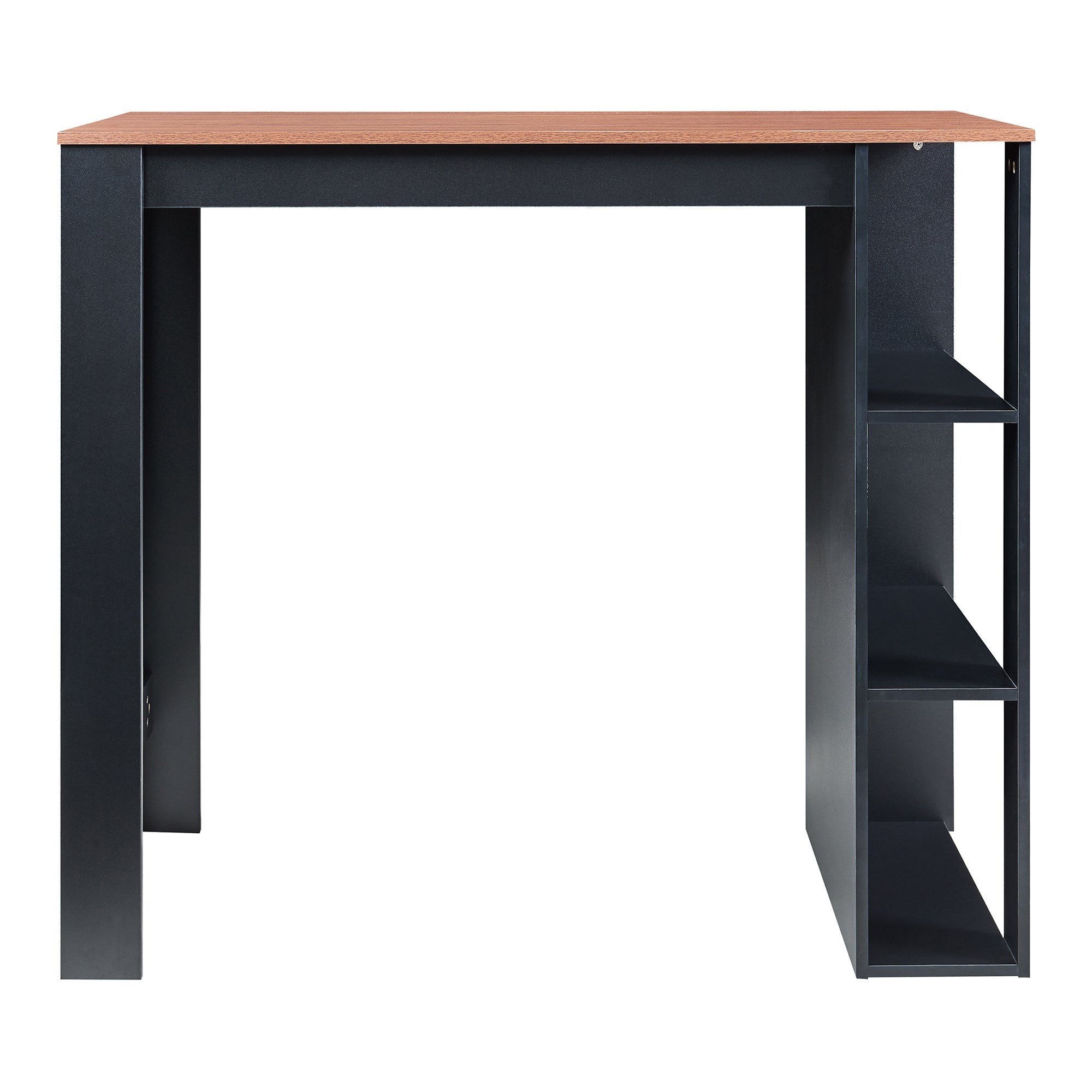 Tavolo Alto da Bar Danderyd Bancone a 3 Ripiani Laterali 120 x 60 x 106 cm - Nero / Effetto Noce [en.casa]