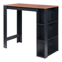 Tavolo Alto da Bar Danderyd Bancone a 3 Ripiani Laterali 120 x 60 x 106 cm - Nero / Effetto Noce [en.casa]