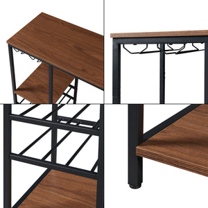 Tavolo Alto da Bar Stjørdal con Griglie per Calici e Portavino 120x40x105 cm Nero / Effetto Noce [en.casa]