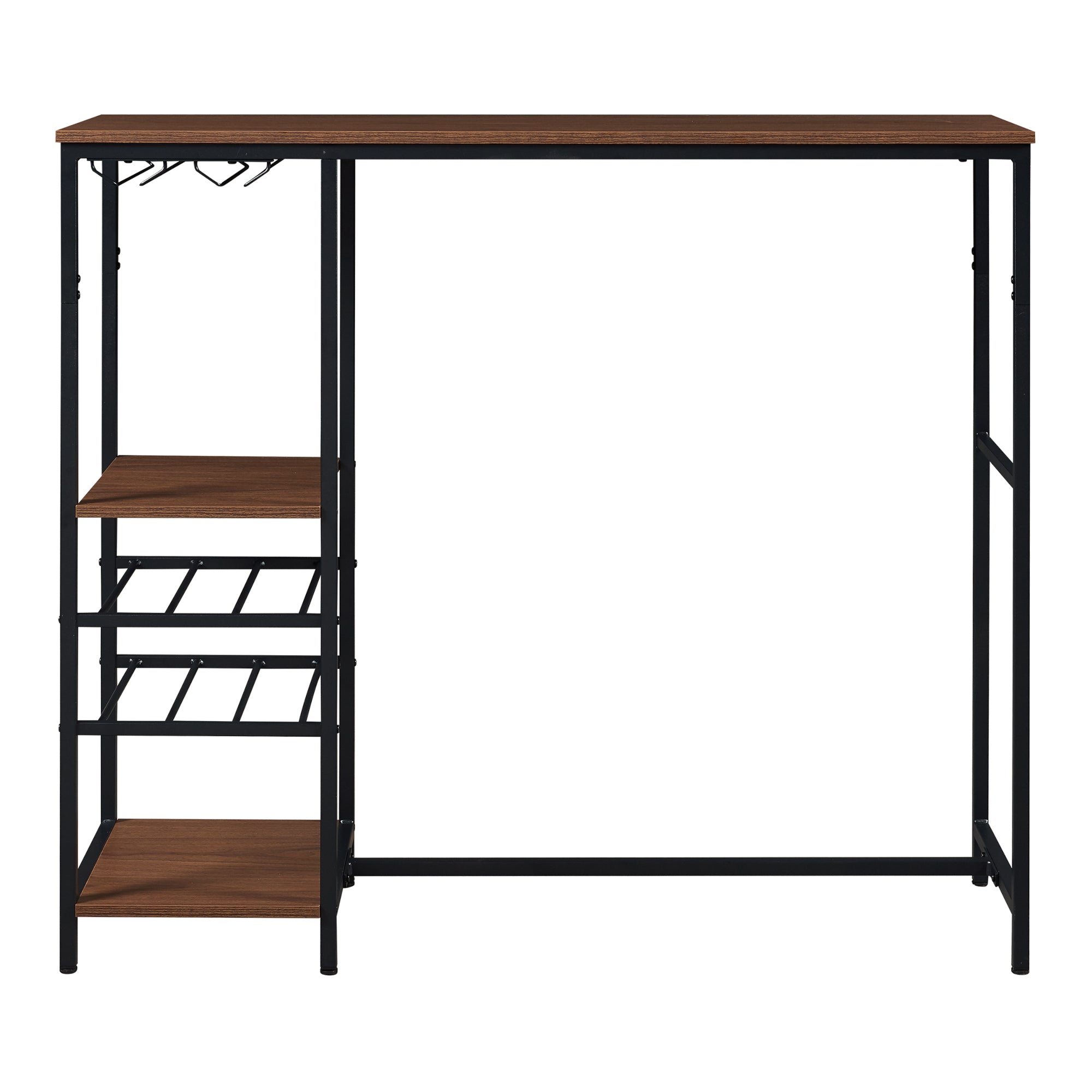 Tavolo Alto da Bar Stjørdal con Griglie per Calici e Portavino 120x40x105 cm Nero / Effetto Noce [en.casa]