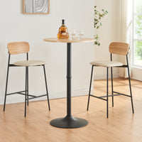 Tavolo Alto da Bar Vantaa Ø60 x 100 cm Nero / Effetto Rovere [en.casa]