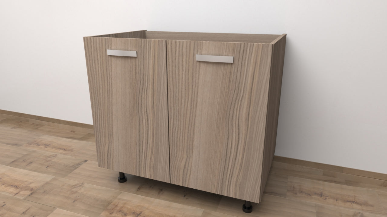 Base per lavello d’appoggio completa di 2 ante spedizione in kit Lunghezza 80 Profondità 55 Altezza 72 esclusi piedini Altezza piedini 10 cm in colore olmo