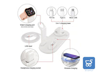 Base di Ricarica Wireless Smartphone Smartwatch Cuffie Multifunzione Bianca