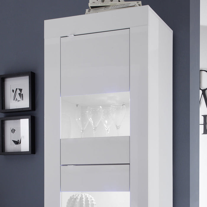 Mobile Vetrina a 2 ante bianco laccato Linea BASIC L 61 x H 162 x P 43 realizzato in legno 100% MADE IN ITALY, design moderno per cucina, sala da pranzo, soggiorno