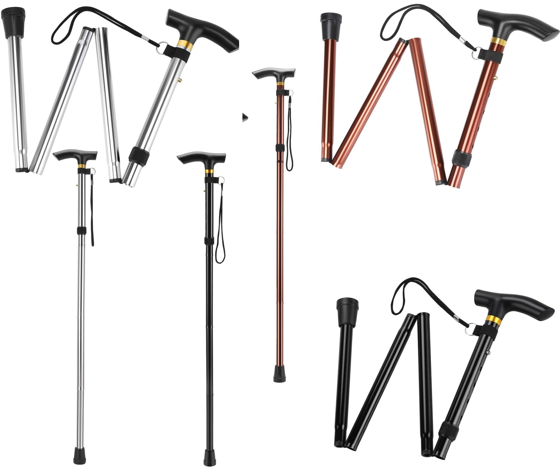 Bastone Da Passeggio Pieghevole Appoggio Anziani Estendibile Da 85 a 95 cm