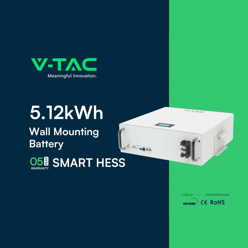 Batteria Accumulo 5.12kWh LiFePO4 51.2V 100Ah con BMS per Inverter Fotovoltaici