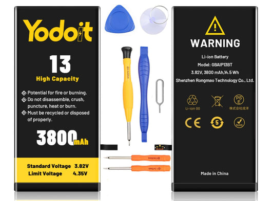 Batteria Yodoit Compatibile per iPhone 13 da 3800mAh con Kit Montaggio Completo