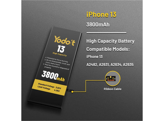 Batteria Yodoit Compatibile per iPhone 13 da 3800mAh con Kit Montaggio Completo