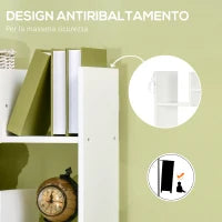 Libreria Moderna a 6 Livelli con 11 Scaffali Aperti per Studio e Soggiorno, 61x23x162.6 cm, Bianco