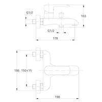 Tris rubinetti miscelatori bidet lavabo esterno vasca linea america cromata