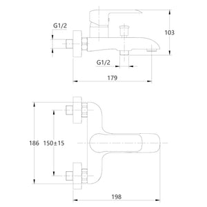 Tris rubinetti miscelatori bidet lavabo esterno vasca linea america cromata