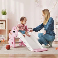 Scivolo bambini 3-in-1 a forma di giraffa con canestro e pallone, 106×51,5×52 cm, Rosa