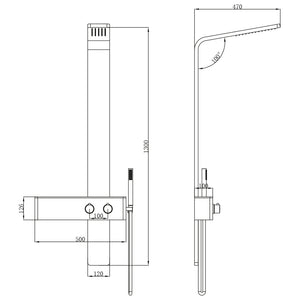 Colonna doccia 016 acciaio inox incasso spazzolato 2 funzioni top l50xp47xh130