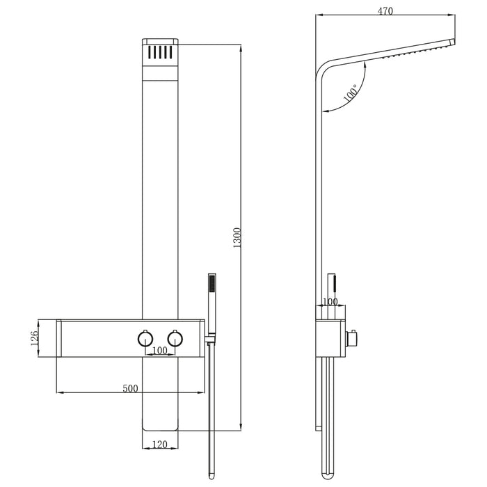 Colonna doccia 016 acciaio inox incasso spazzolato 2 funzioni top l50xp47xh130