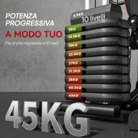 Stazione Fitness con Pesi da 45kg in Acciaio per Allenamento a Casa, 170x104x205cm, Nero