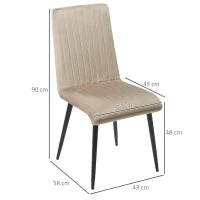 Set 2 Sedie da Cucina Imbottite con Gambe in Acciaio e Design Salvaspazio, 43x58x90 cm