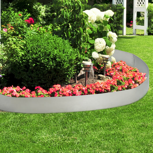 Set da 10 Bordature da Giardino con Sistema di Incastro Tot 10m color Argento casa.pro