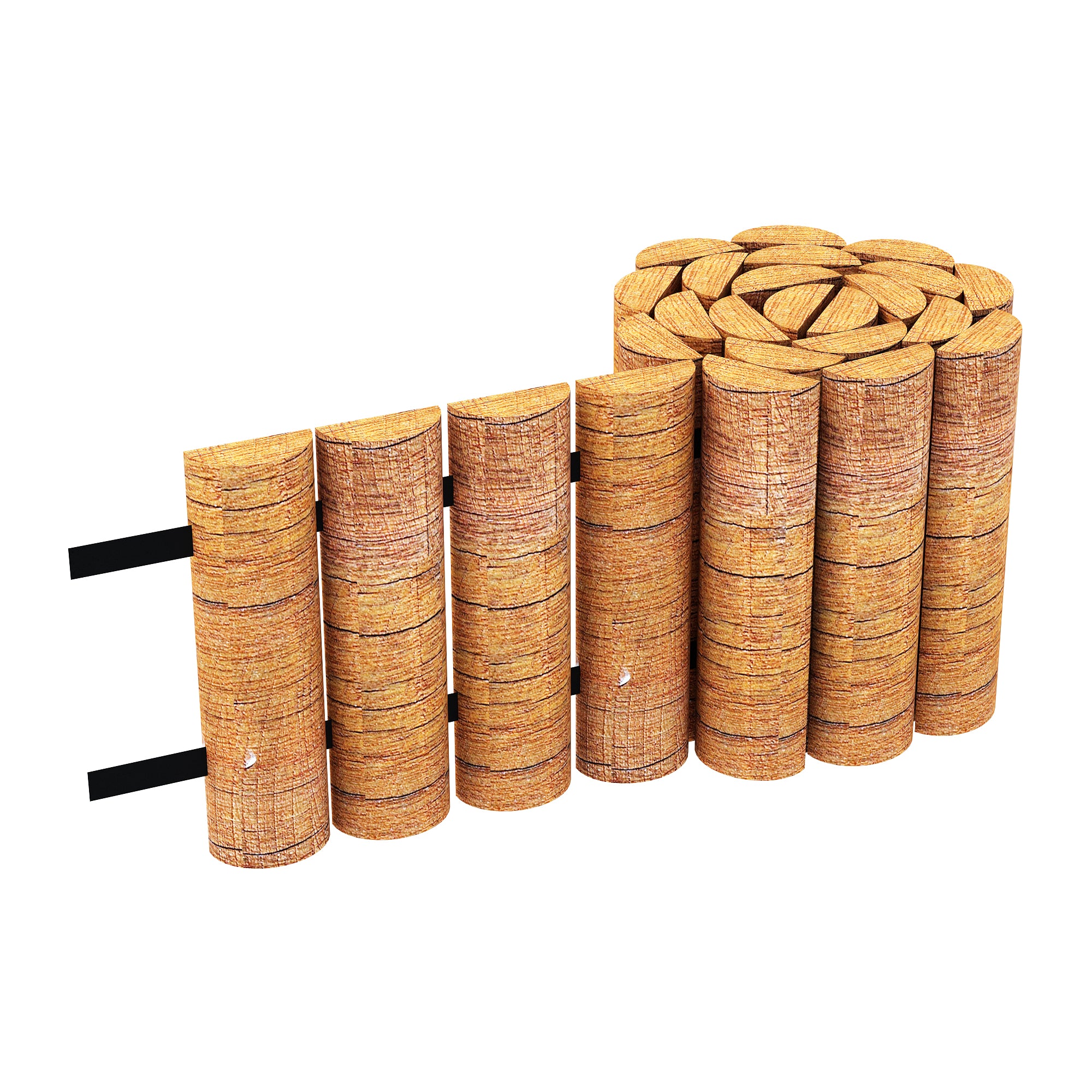 Bordura per Aiuola a Rotolo da 150 cm Alta 20 cm Bordo Flessibile in Legno Naturale [en.casa]