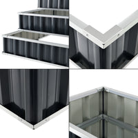 Aiuola Alta da Giardino 'Renswoude' Struttura a 3 Livelli in Acciaio Zincato - Antracite [en.casa]