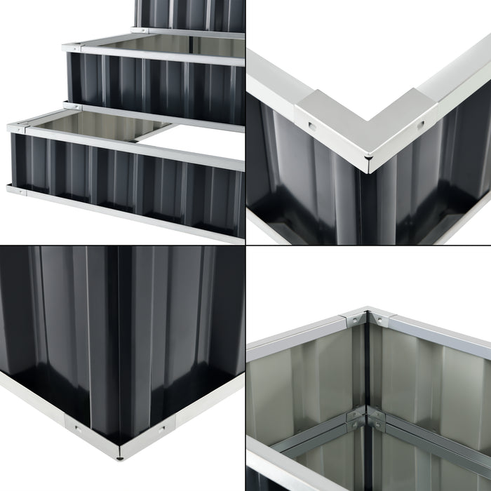 Aiuola Alta da Giardino 'Renswoude' Struttura a 3 Livelli in Acciaio Zincato - Antracite [en.casa]