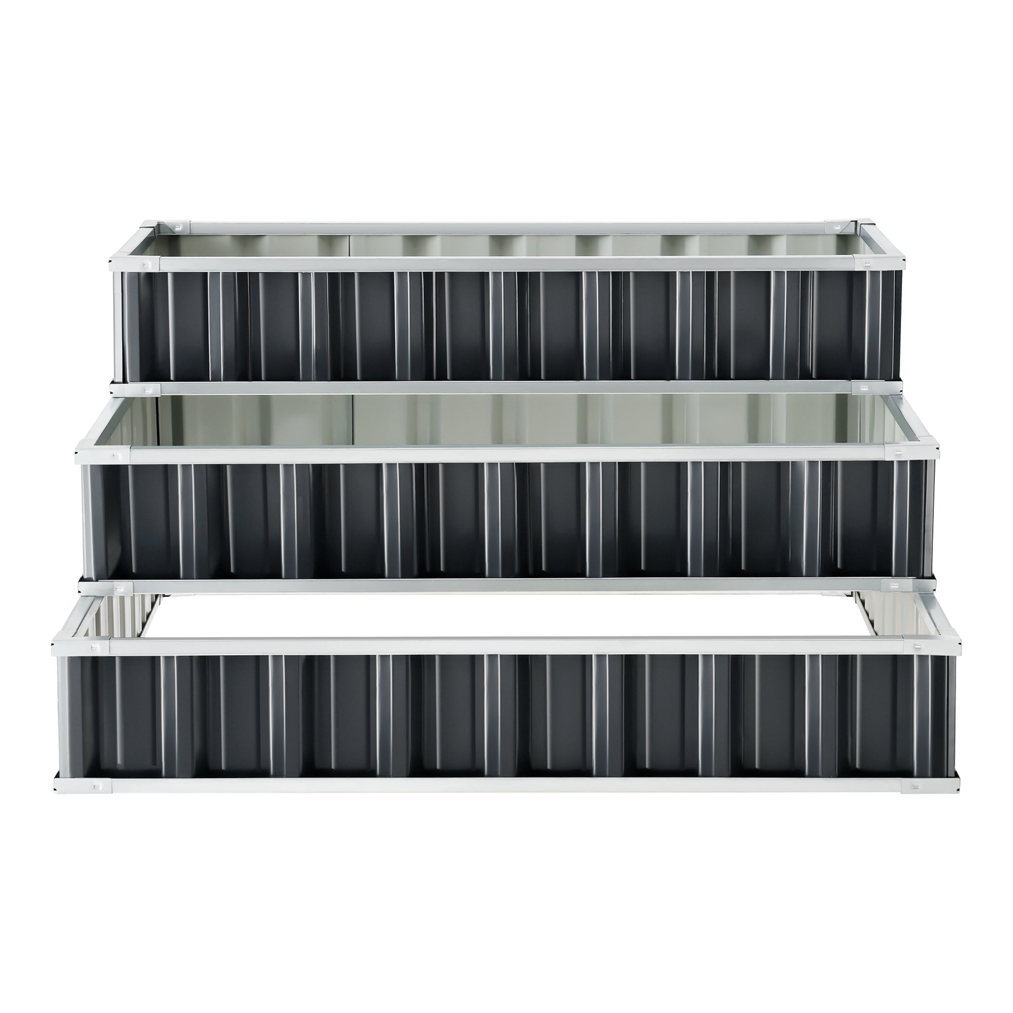 Aiuola Alta da Giardino 'Renswoude' Struttura a 3 Livelli in Acciaio Zincato - Antracite [en.casa]