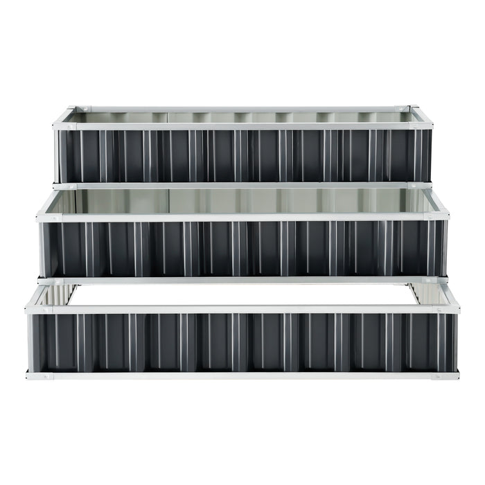 Aiuola Alta da Giardino 'Renswoude' Struttura a 3 Livelli in Acciaio Zincato - Antracite [en.casa]