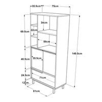 Armadio Kvænangen Mobile Contenitore 162x75x36 cm Effetto Rovere / Rattan [en.casa]