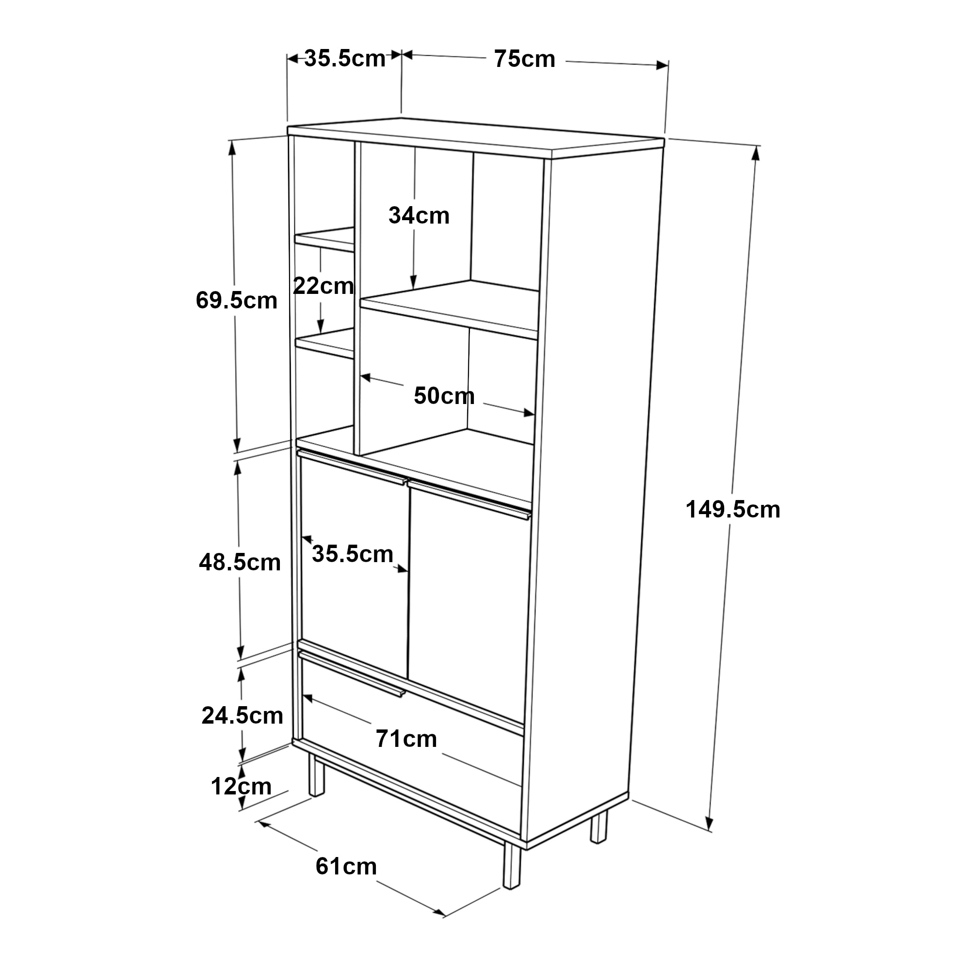 Armadio Kvænangen Mobile Contenitore 162x75x36 cm Effetto Rovere / Rattan [en.casa]