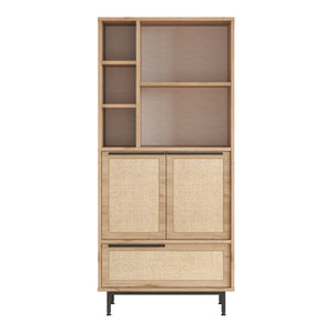Armadio Kvænangen Mobile Contenitore 162x75x36 cm Effetto Rovere / Rattan [en.casa]