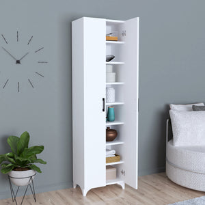 Armadio Guardaroba Strömsund a 2 Ante e 7 Ripiani 177,5 x 48,5 x 32 cm - Bianco [en.casa]