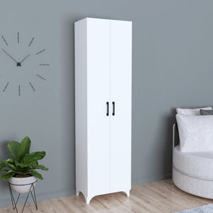 Armadio Guardaroba Strömsund a 2 Ante e 7 Ripiani 177,5 x 48,5 x 32 cm - Bianco [en.casa]