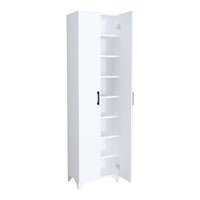 Armadio Guardaroba Strömsund a 2 Ante e 7 Ripiani 177,5 x 48,5 x 32 cm - Bianco [en.casa]