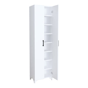 Armadio Guardaroba Strömsund a 2 Ante e 7 Ripiani 177,5 x 48,5 x 32 cm - Bianco [en.casa]