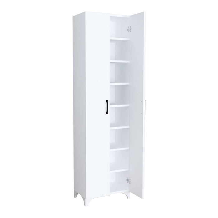 Armadio Guardaroba Strömsund a 2 Ante e 7 Ripiani 177,5 x 48,5 x 32 cm - Bianco [en.casa]