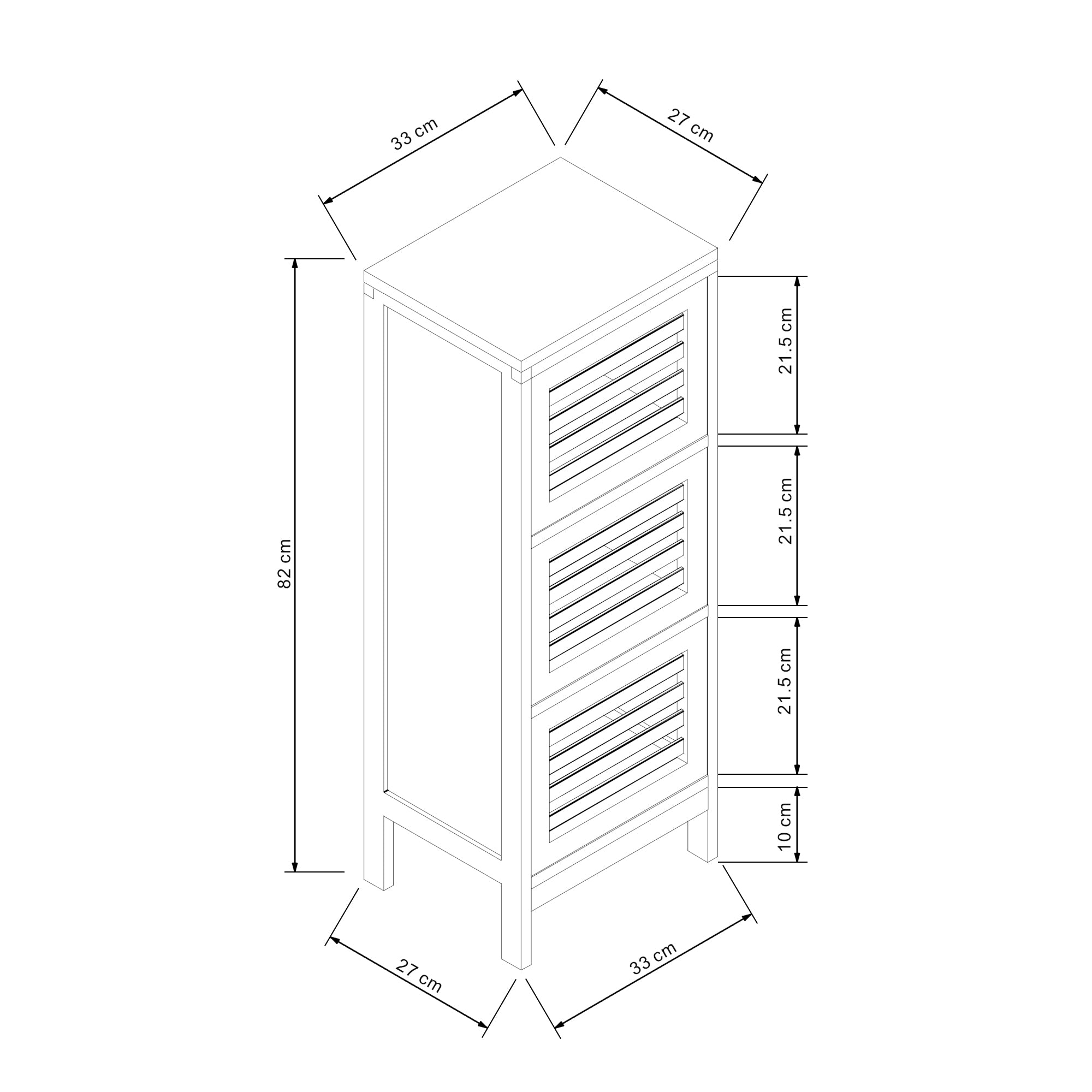 Comodino Ypäjä in Bambù a 3 Ante Tavolino Laterale 82 x 33 x 27 cm - Naturale [en.casa]