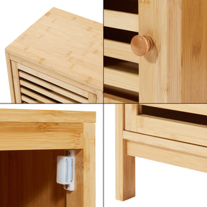 Comodino Ypäjä in Bambù a 3 Ante Tavolino Laterale 82 x 33 x 27 cm - Naturale [en.casa]