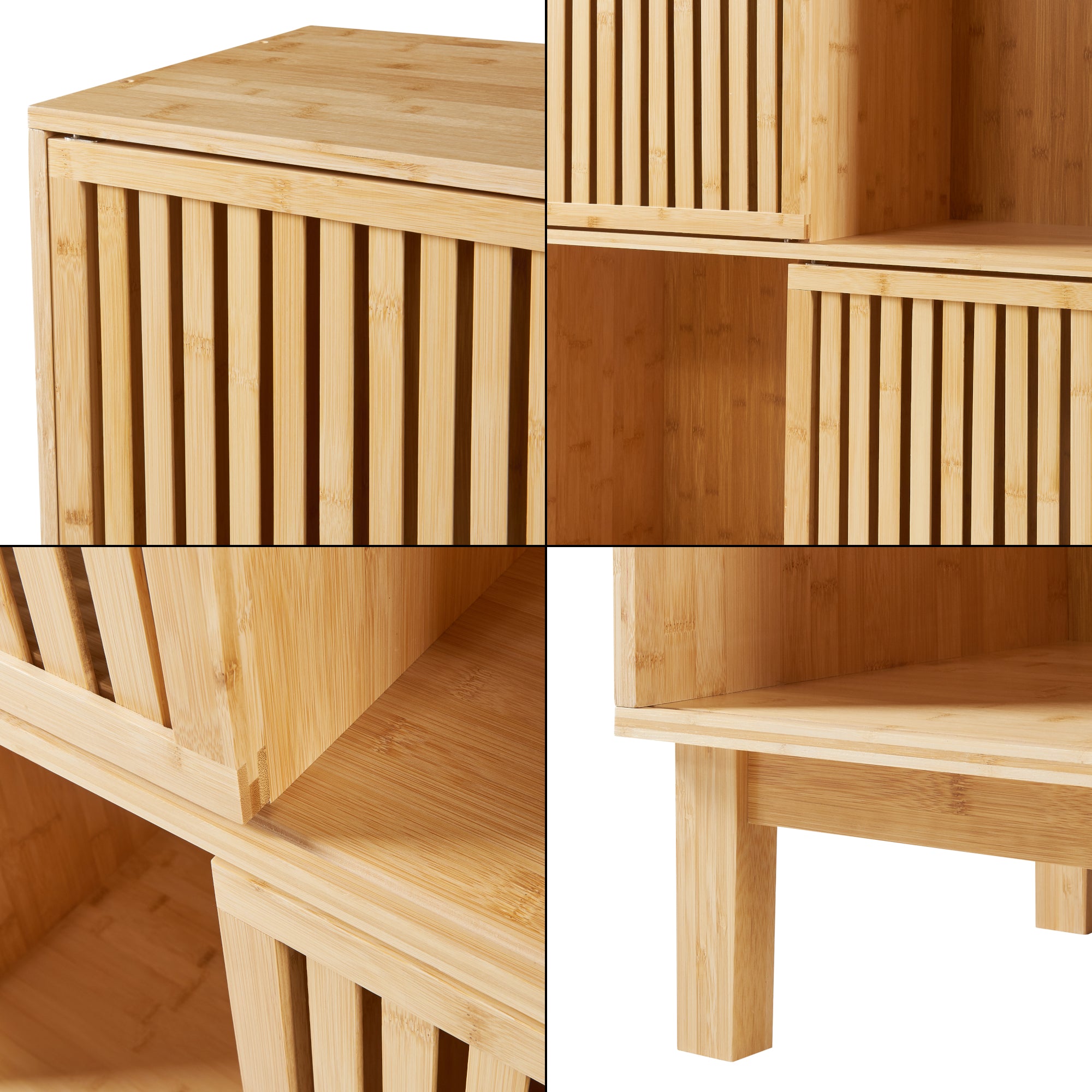 Libreria Bassa Ypäjä in Bambù con Sportelli Scorrevoli 120x84x39 cm [en.casa]