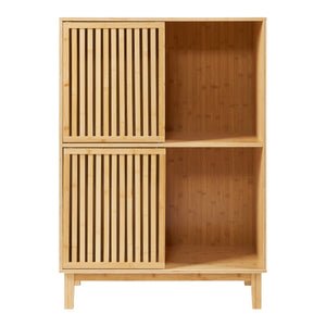 Libreria Bassa Ypäjä in Bambù con Sportelli Scorrevoli 120x84x39 cm [en.casa]