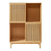 Libreria Bassa Ypäjä in Bambù con Sportelli Scorrevoli 120x84x39 cm [en.casa]
