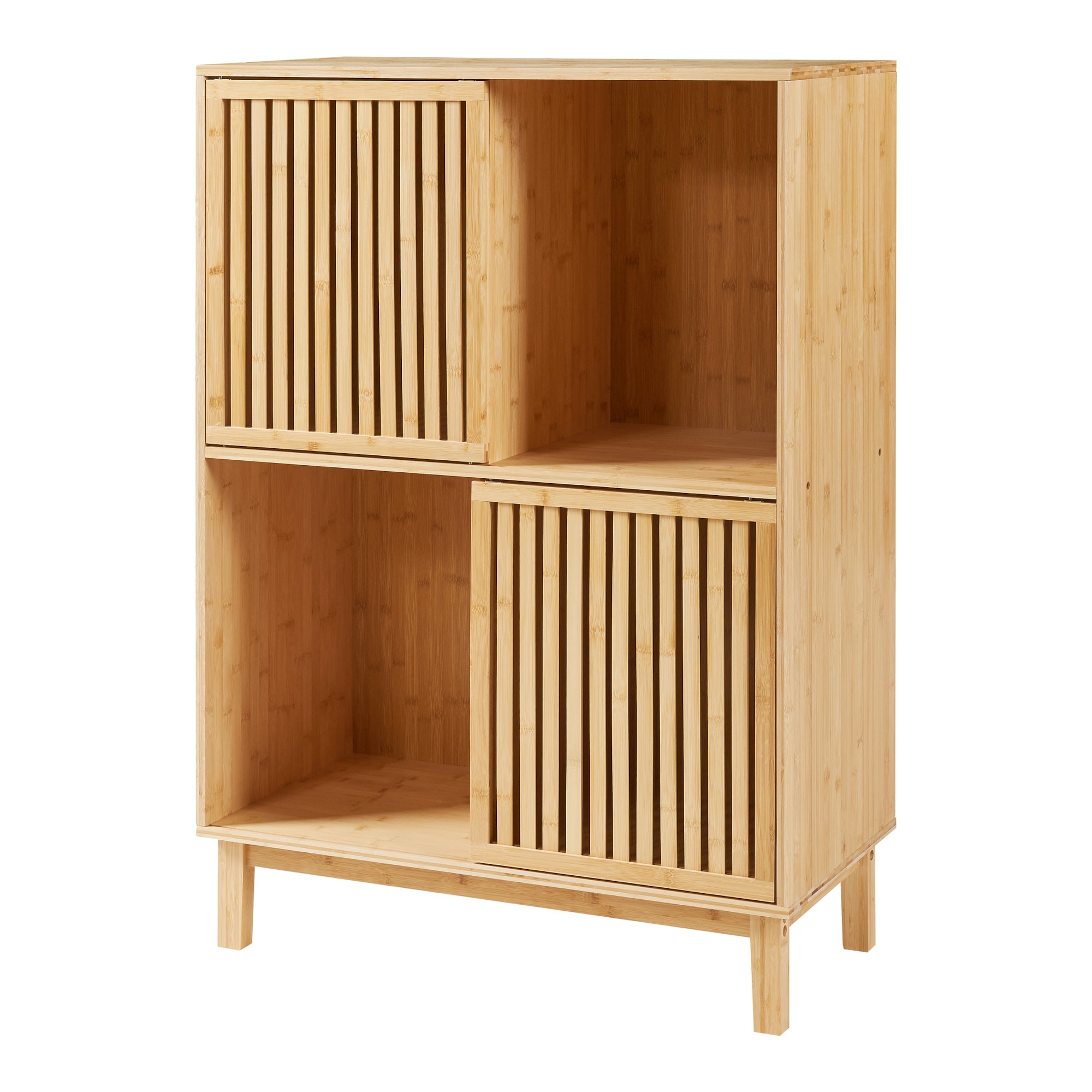 Libreria Bassa Ypäjä in Bambù con Sportelli Scorrevoli 120x84x39 cm [en.casa]