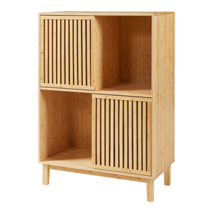 Libreria Bassa Ypäjä in Bambù con Sportelli Scorrevoli 120x84x39 cm [en.casa]