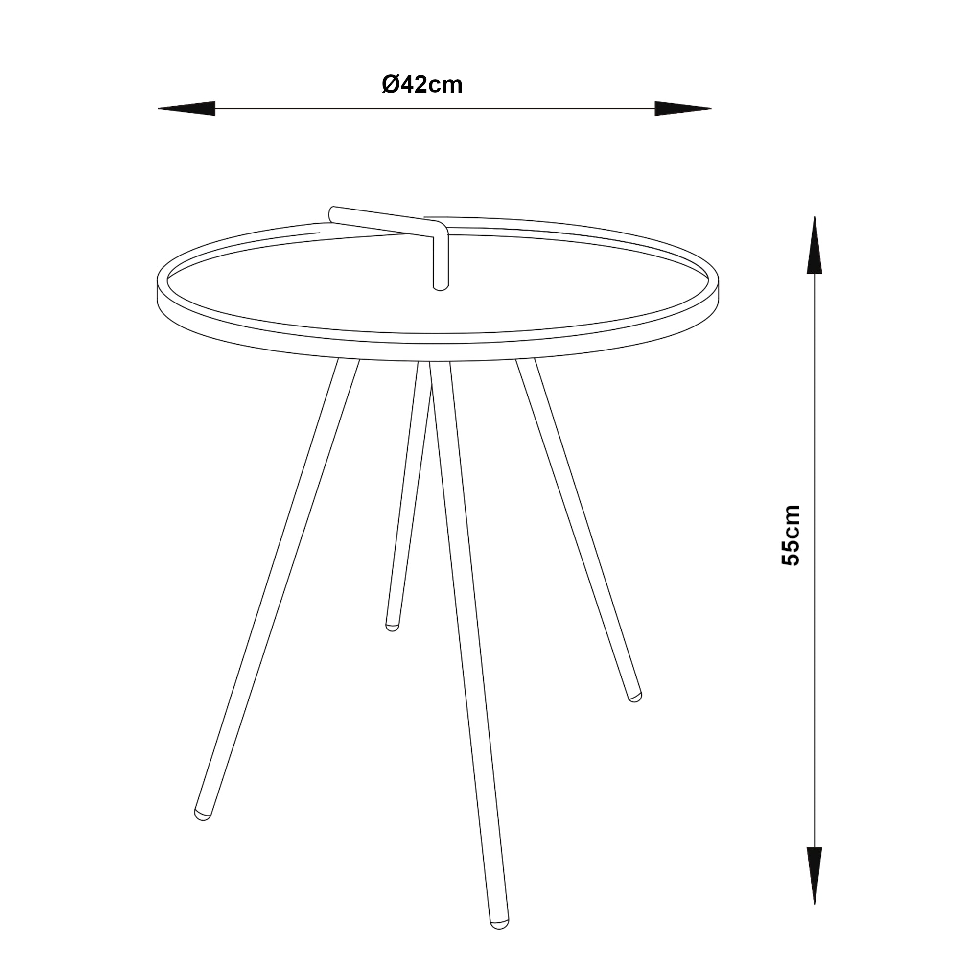 Tavolino da Giardino Fosen in Acciaio Piano con Maniglia Centrale - Bianco [en.casa]