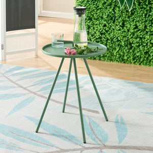 Tavolino da Giardino Fosen in Acciaio Piano con Maniglia Centrale - Verde [en.casa]